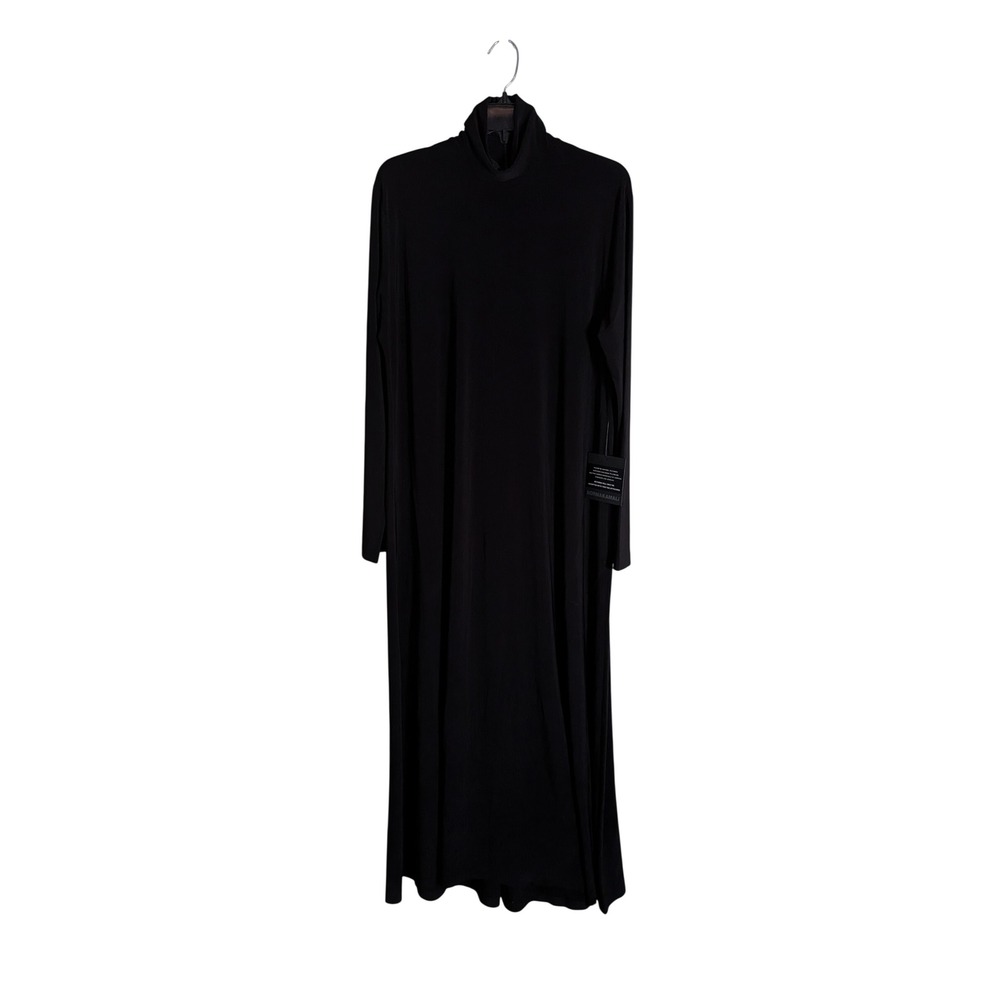 Norma Kamali Long Sleeve Turtle Long Swing Dress Black Maxi‎ XL KK3293PL122001